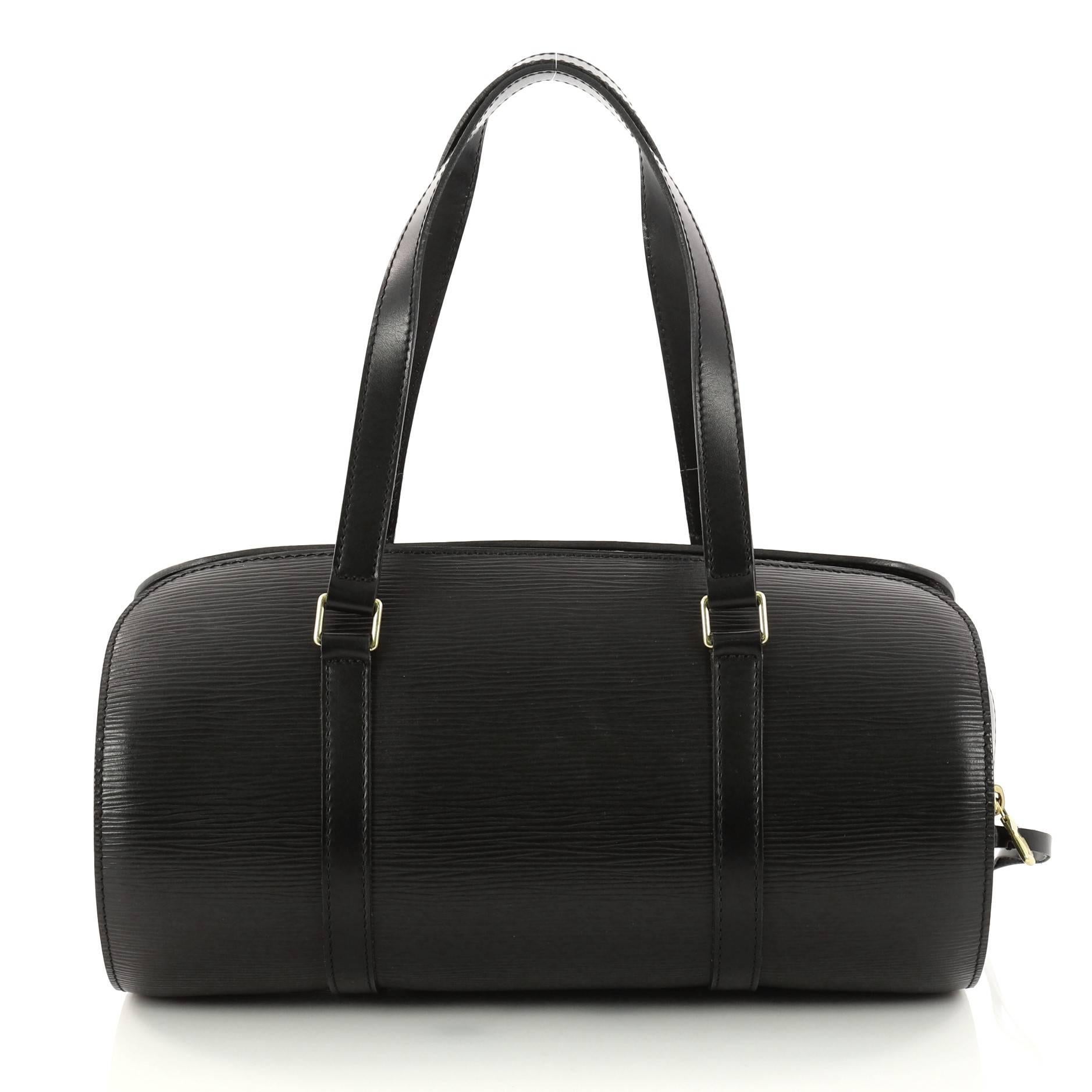 Black Louis Vuitton Soufflot Handbag Epi Leather