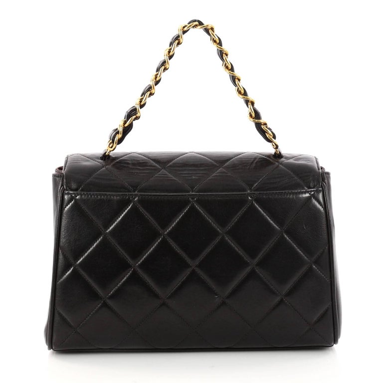 Chanel Vintage Square Chain Handle Flap Bag Quilted Lambskin Mini at  1stDibs