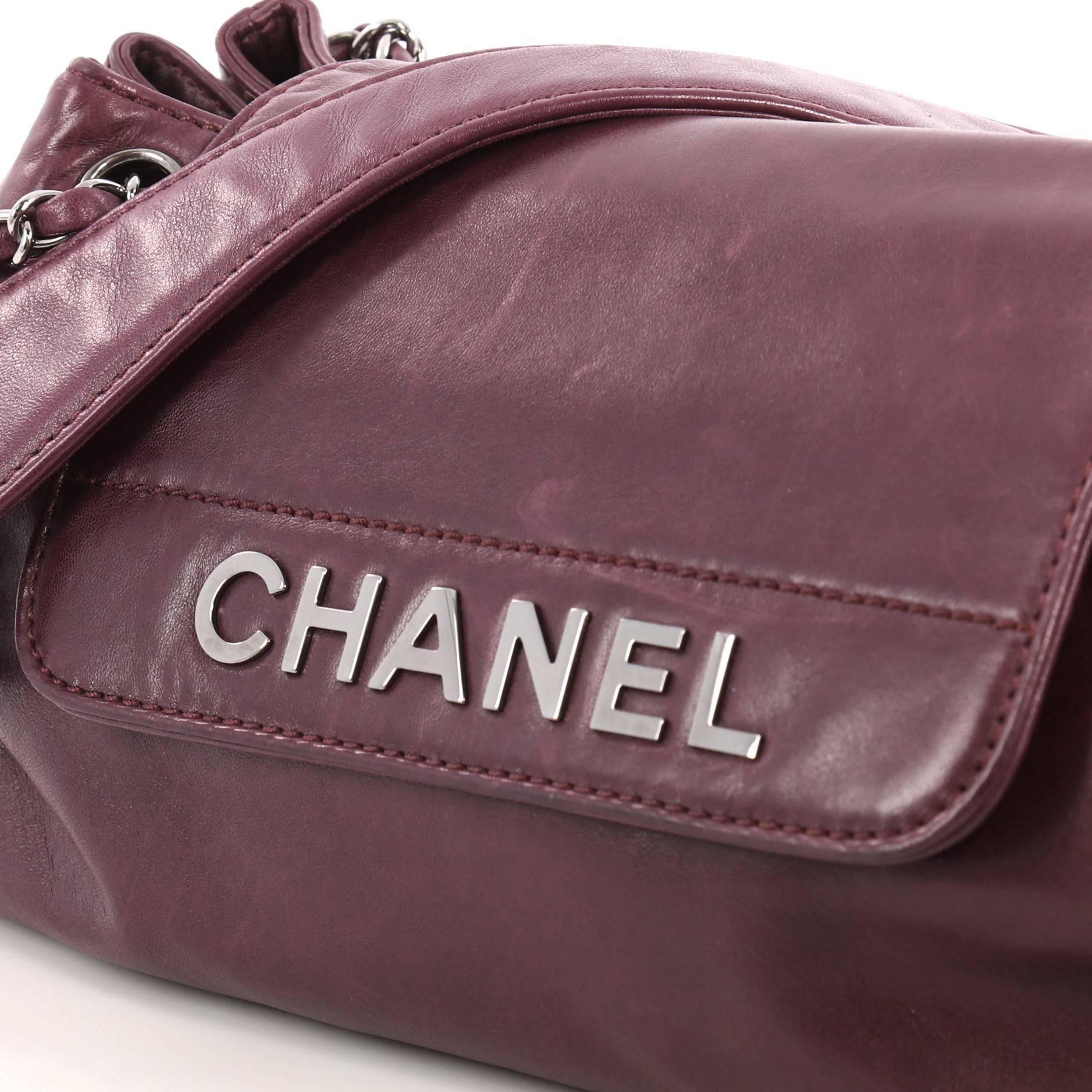Chanel Lax Accordion Flap Bag Leather Medium In Good Condition In NY, NY