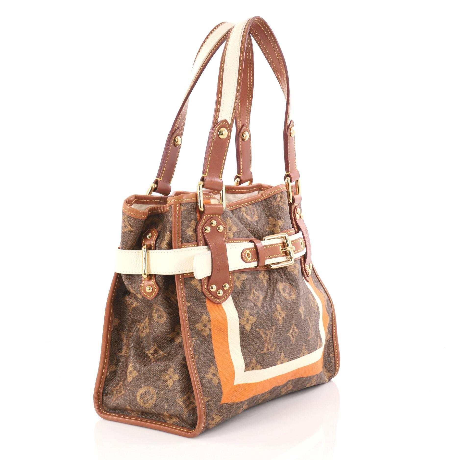 Brown Louis Vuitton Tisse Sac Handbag Limited Edition Monogram Canvas Rayures PM