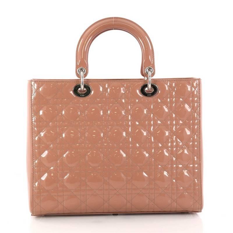 Christian Dior Lady Dior Handbag Cannage Quilt Patent Large In Good Condition In NY, NY