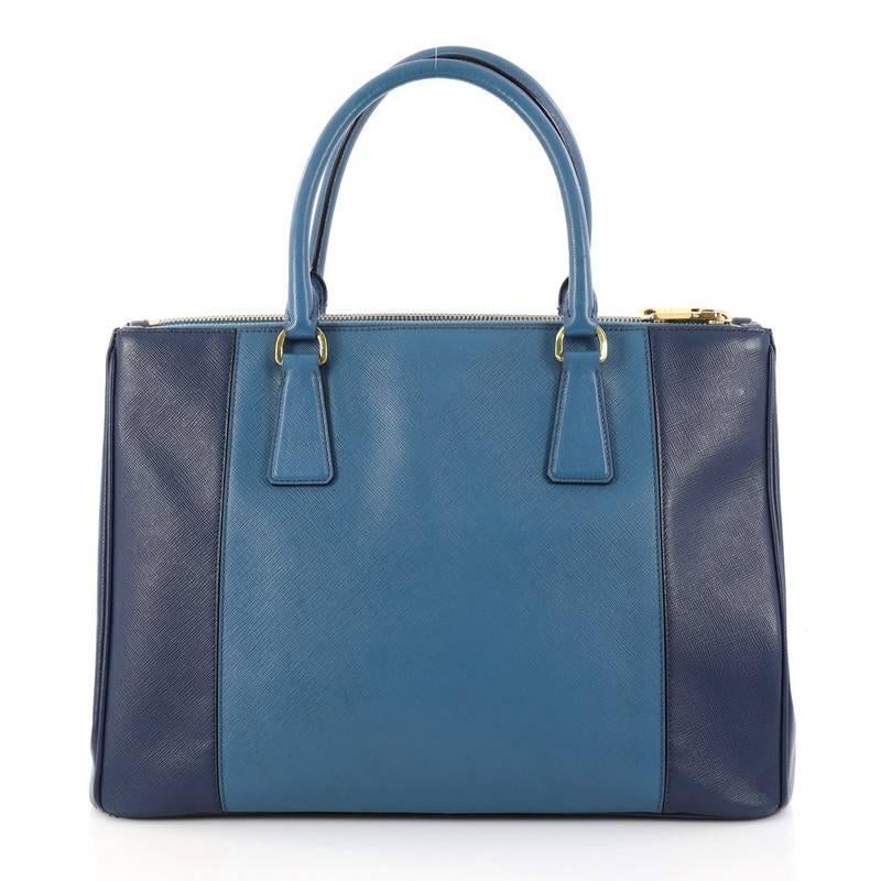 Prada Bicolor Double Zip Lux Tote Saffiano Leather Medium In Good Condition In NY, NY