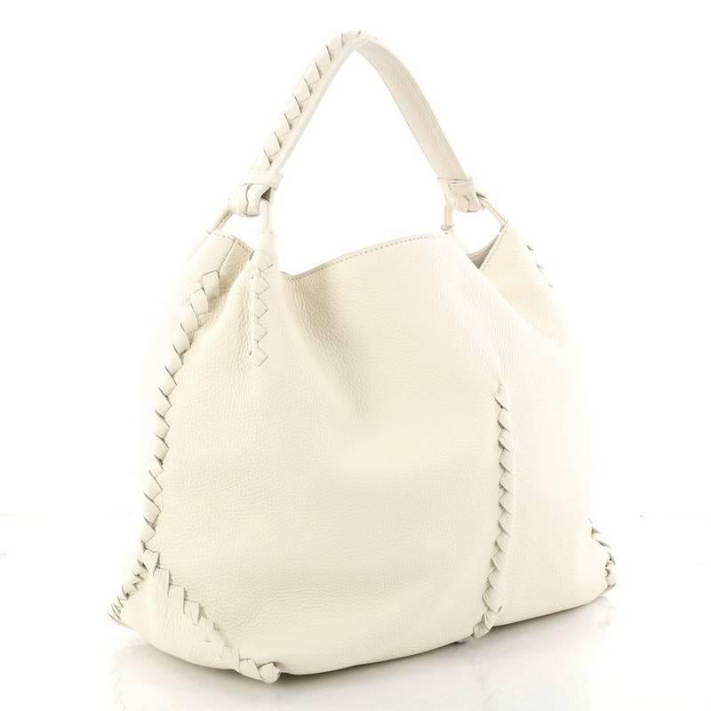 White Bottega Veneta Shoulder Bag Cervo Leather