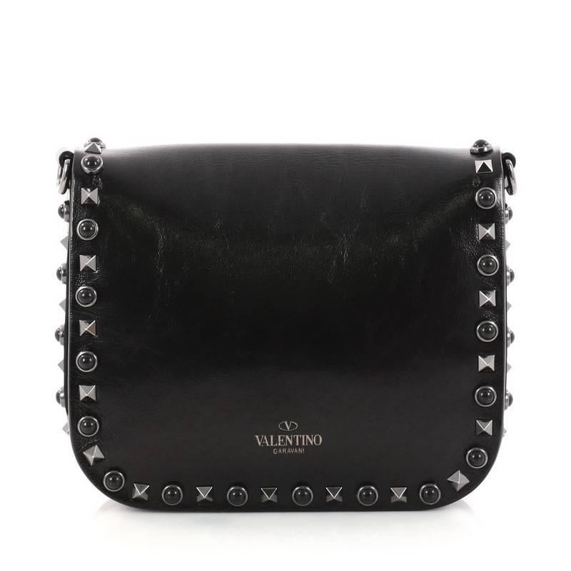 Valentino Rolling Rockstud Crossbody Bag Leather with Cabochons Small In Good Condition In NY, NY