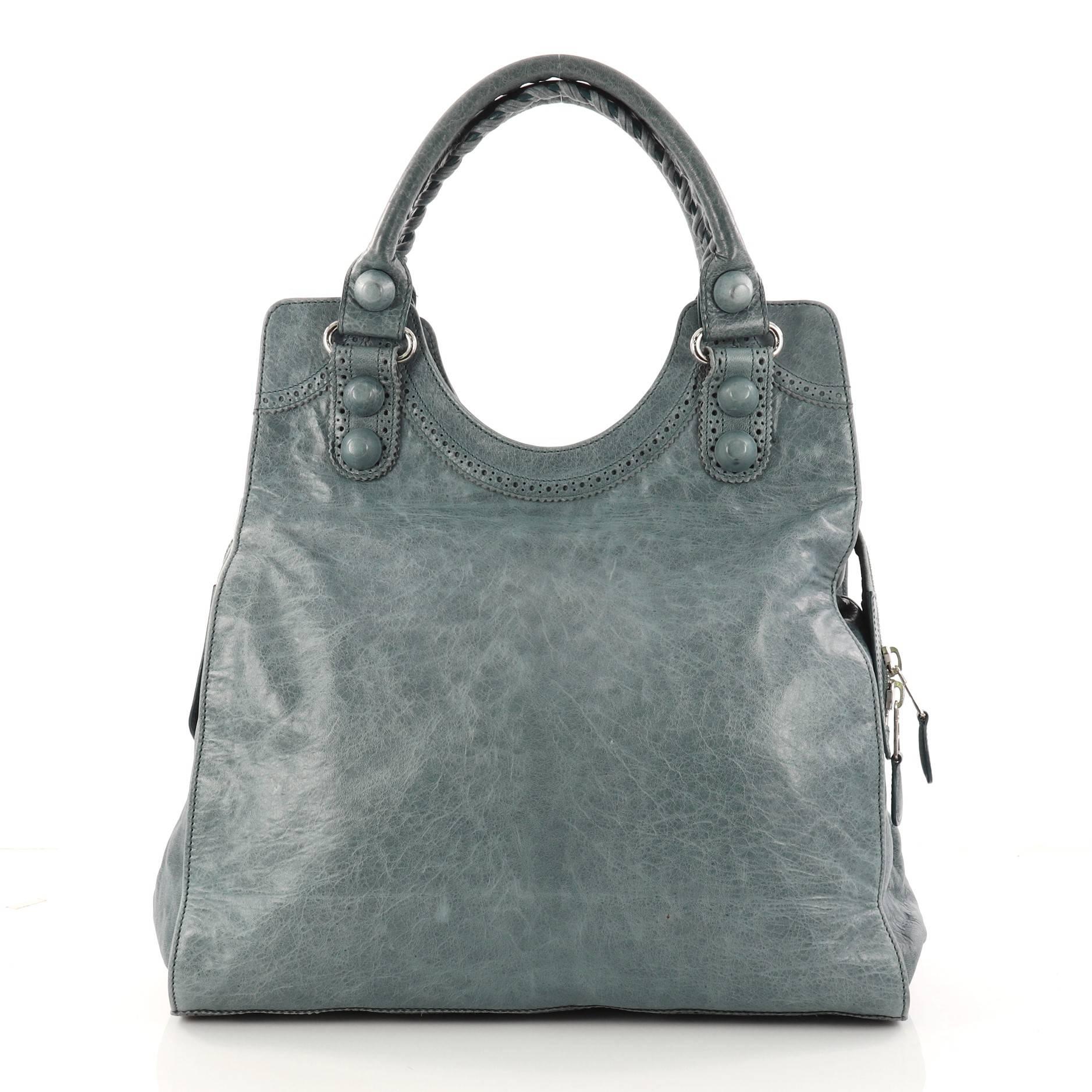 Gray  Balenciaga Folder Covered Giant Brogues Handbag Leather