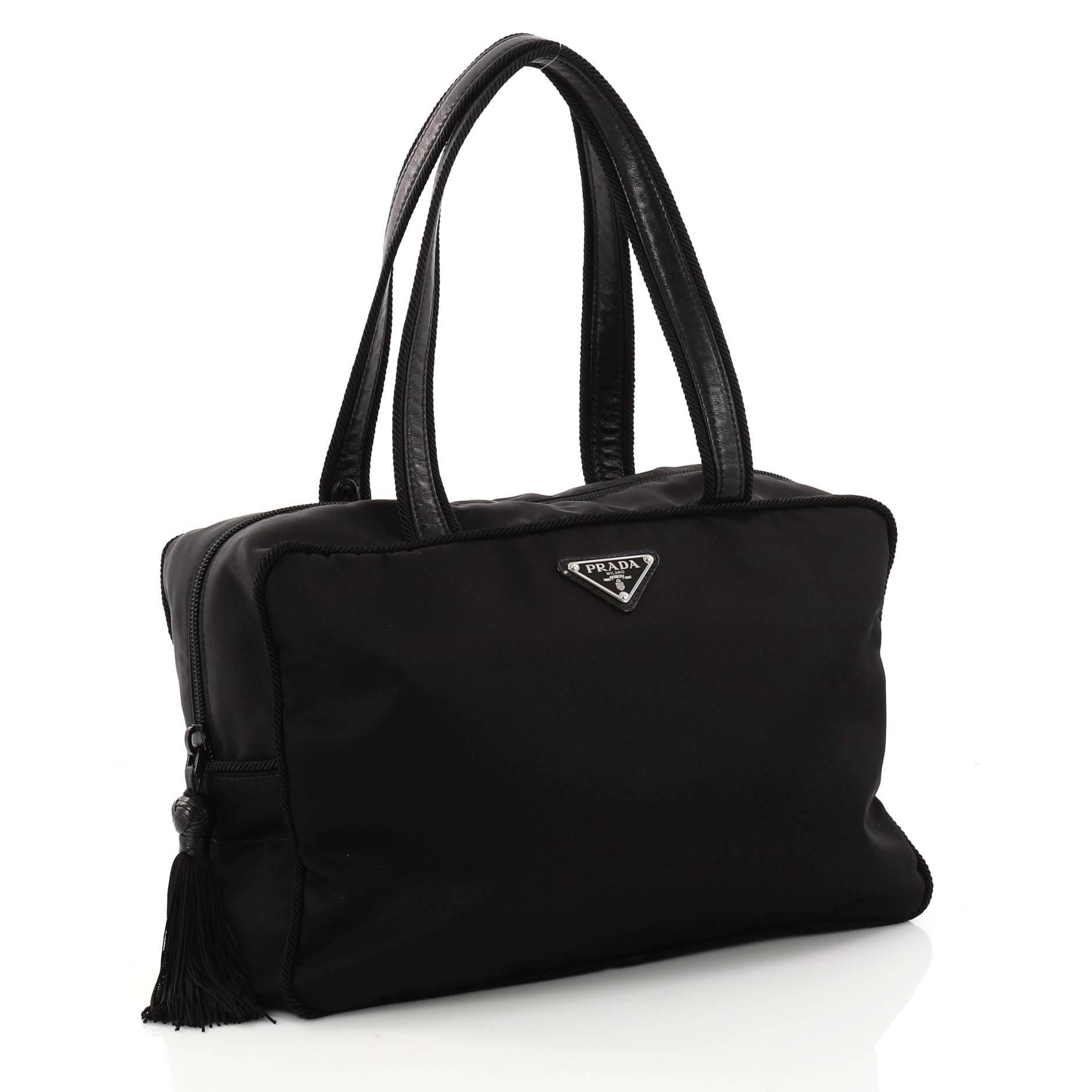 Black Prada Convertible Boston Bag Tessuto Medium