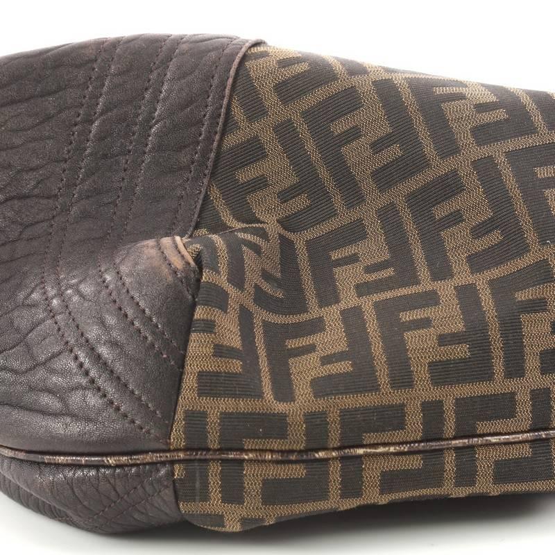 Black Fendi Tortoise Spy Bag Zucca Canvas and Leather
