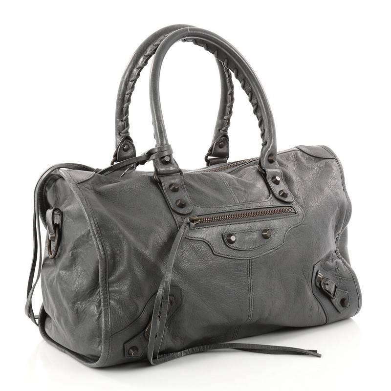 Gray Balenciaga Twiggy Classic Studs Handbag Leather Maxi