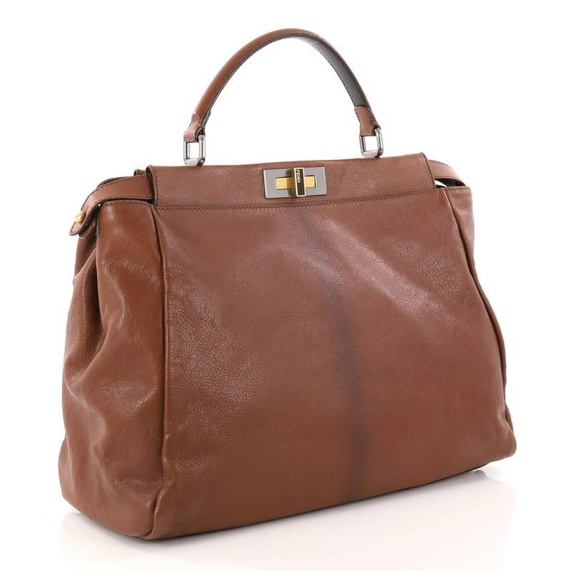 Brown Fendi Peekaboo Handbag Leather Large 