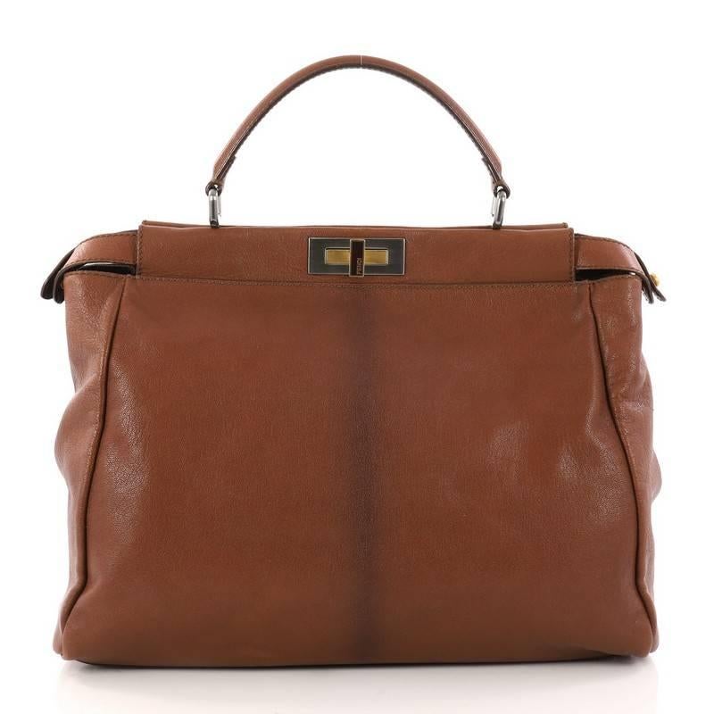 Fendi Peekaboo Handbag Leather Large  In Good Condition In NY, NY