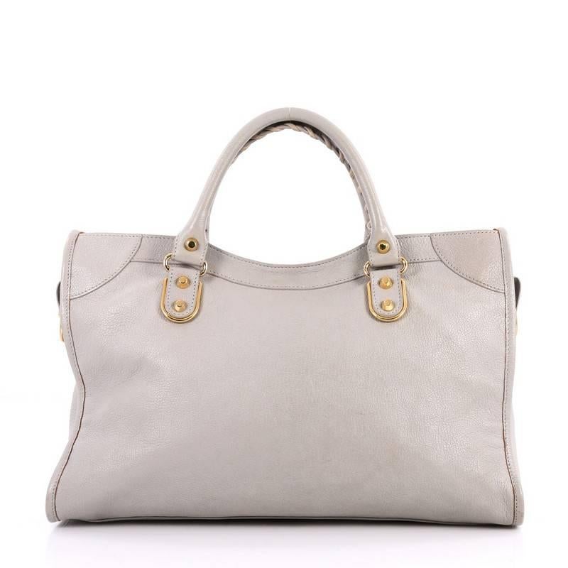 Balenciaga City Classic Studs Metallic Edge Handbag Leather Medium In Fair Condition In NY, NY