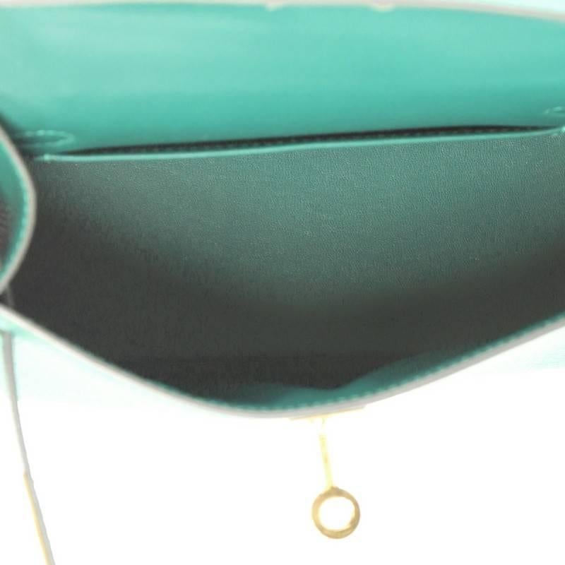 Blue Hermes Kelly Mini II Handbag Malachite Epsom with Gold Hardware 20
