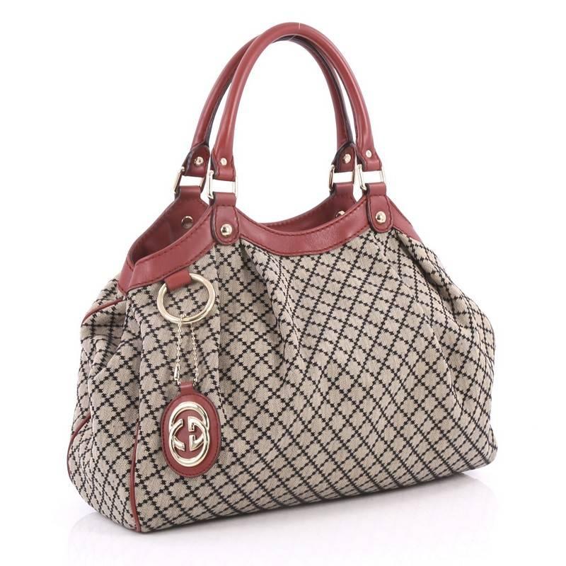 Brown Gucci Sukey Tote Diamante Canvas Medium