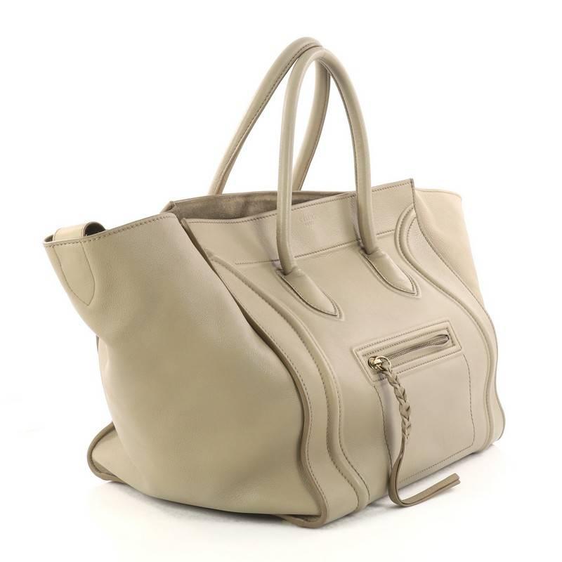 Beige Celine Phantom Handbag Grainy Leather Medium