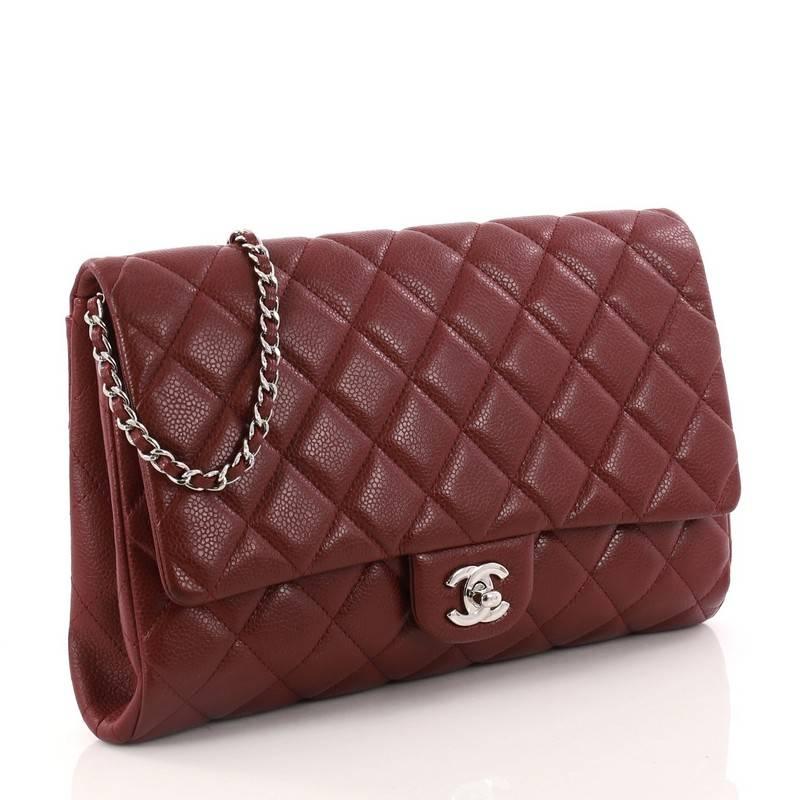 Brown Chanel Clutch with Chain Quilted Caviar