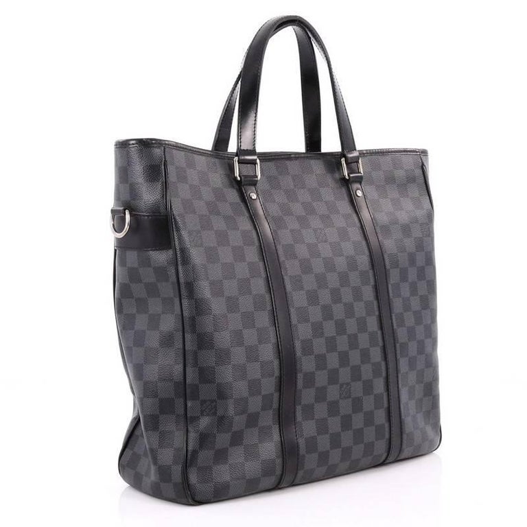 Authentic Louis Vuitton Tadao Damier Graffiti Tote Bag Leather Black DU4153