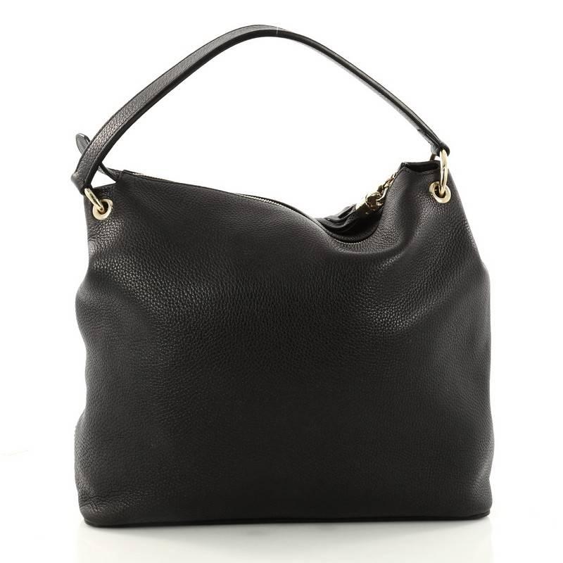 Black Gucci Soho Convertible Hobo Leather Large