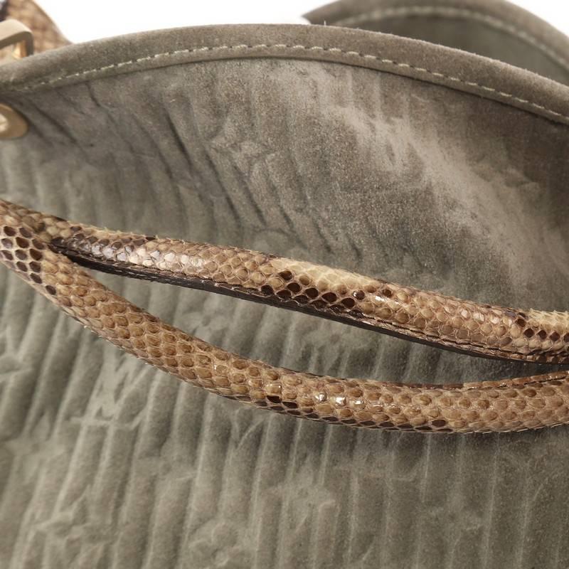 Gray Louis Vuitton Limited Edition Whisper Bag Monogram Suede and Python GM