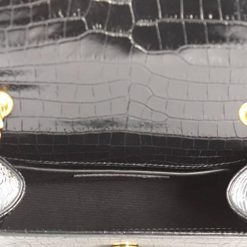 Women's Saint Laurent Classic Monogram Tassel Crossbody Bag Crocodile Embossed Leather