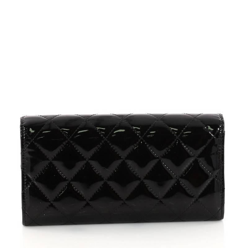 Chanel Brilliant CC Gusset Flap Wallet Patent Long In Excellent Condition In NY, NY