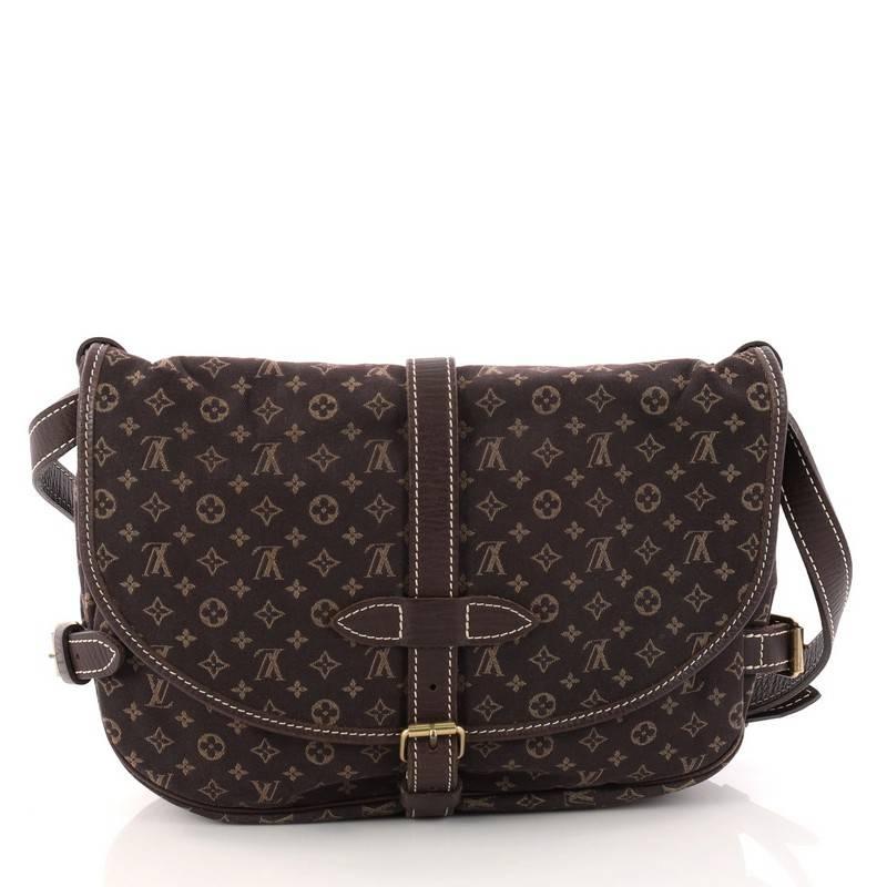 Black Louis Vuitton Saumur Handbag Mini Lin