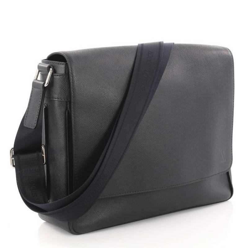Black Louis Vuitton Taiga Leather MM Roman Handbag 
