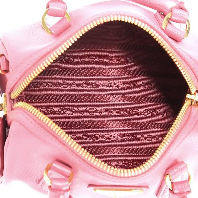 Pink Prada Lux Saffiano Leather Mini Convertible Boston Bag