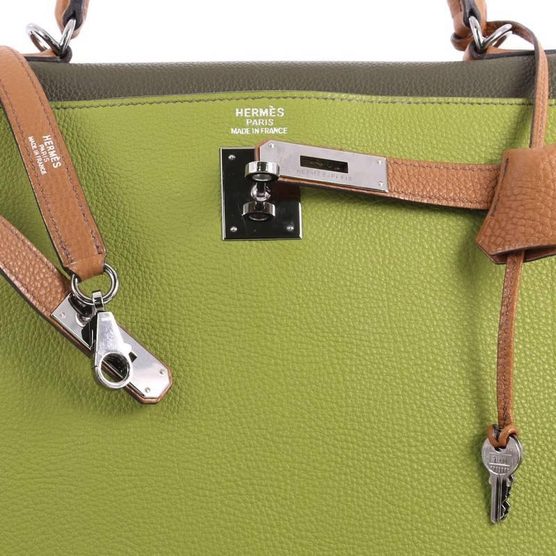 Brown Hermes Kelly Handbag Tricolor Togo with Ruthenium Hardware 35