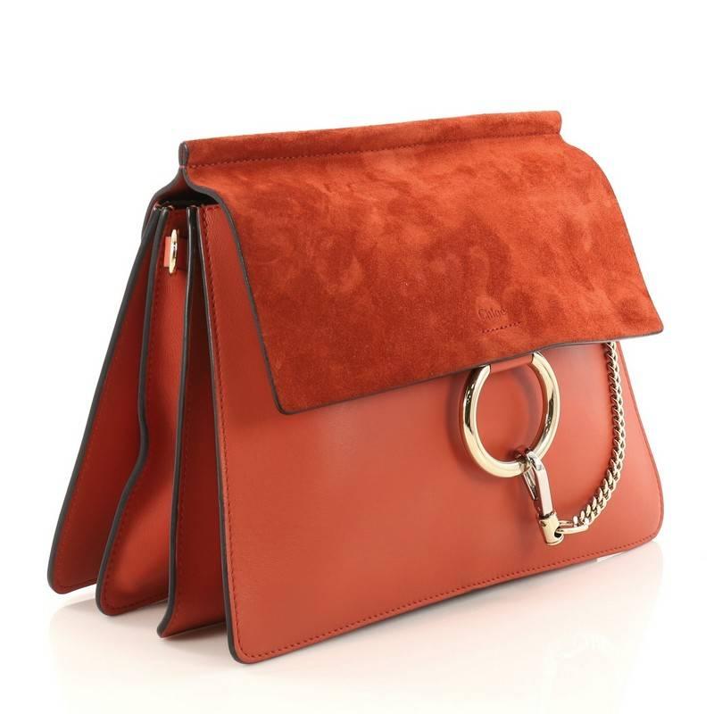 Red Chloe Faye Shoulder Bag Leather and Suede Medium 