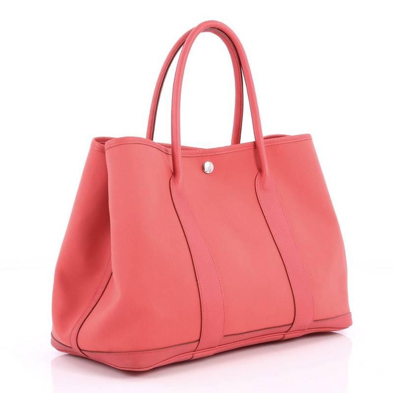 Pink Hermes Garden Party Tote Toile and Leather 36