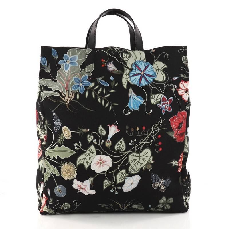 Gucci G-Active Knight Tote Flora Canvas Tall In Excellent Condition In NY, NY