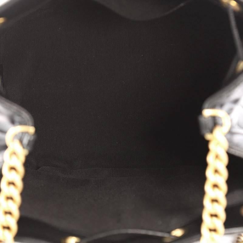 Black Chanel Paris Cosmopolite Drawstring Bucket Bag Chevron Lambskin Medium