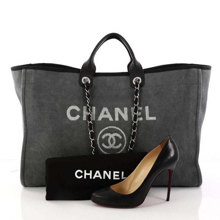 Black Chanel Medium Deauville Tote Bag For Sale at 1stDibs