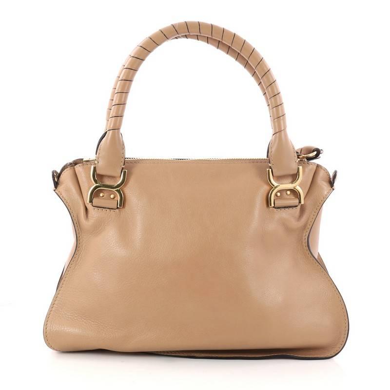 Chloe Marcie Satchel Leather with Chain Detail Medium In Good Condition In NY, NY