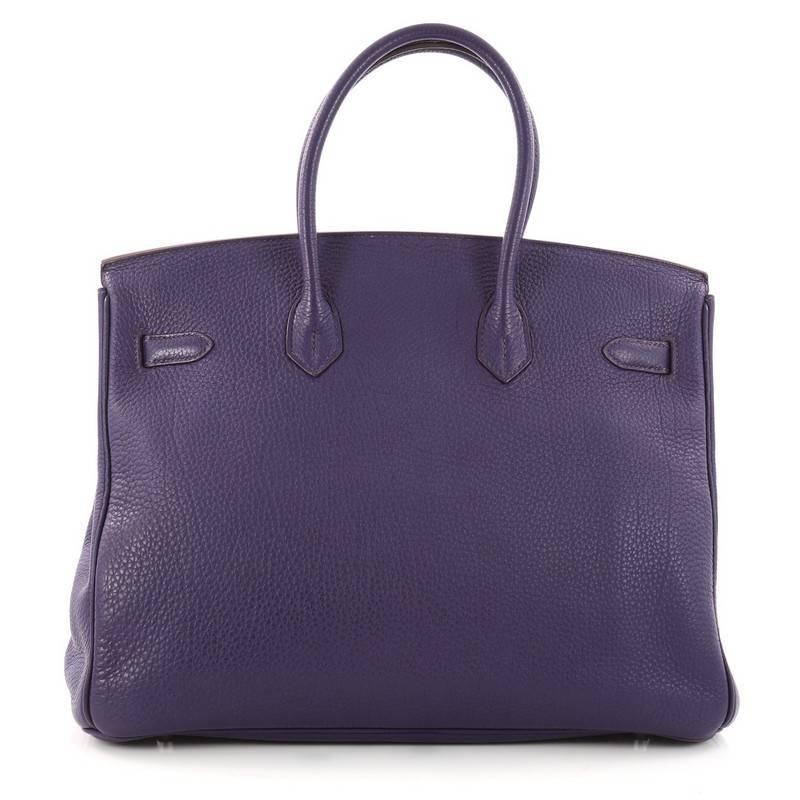 Hermes Iris Togo with Palladium Hardware 35 Birkin Handbag  In Good Condition In NY, NY