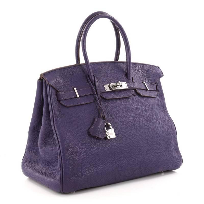 Purple Hermes Iris Togo with Palladium Hardware 35 Birkin Handbag 