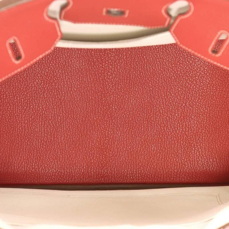 Hermes Eclat Birkin Handbag Sanguine and White Clemence with Palladium Hardware In Good Condition In NY, NY