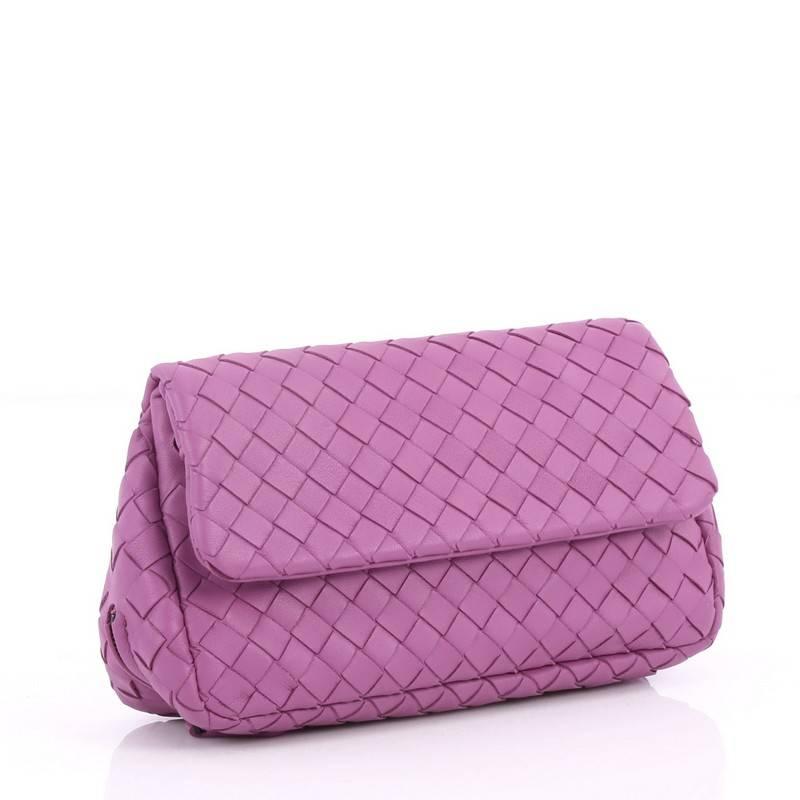 Purple Bottega Veneta Expandable Chain Crossbody Bag Intrecciato Nappa Small