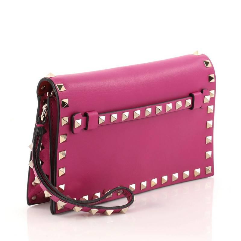 Pink Valentino Rockstud Flap Clutch Leather Small