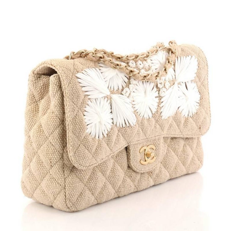 Chanel Country Coco Flap Bag Floral Embroidered Quilted Raffia Jumbo at  1stDibs