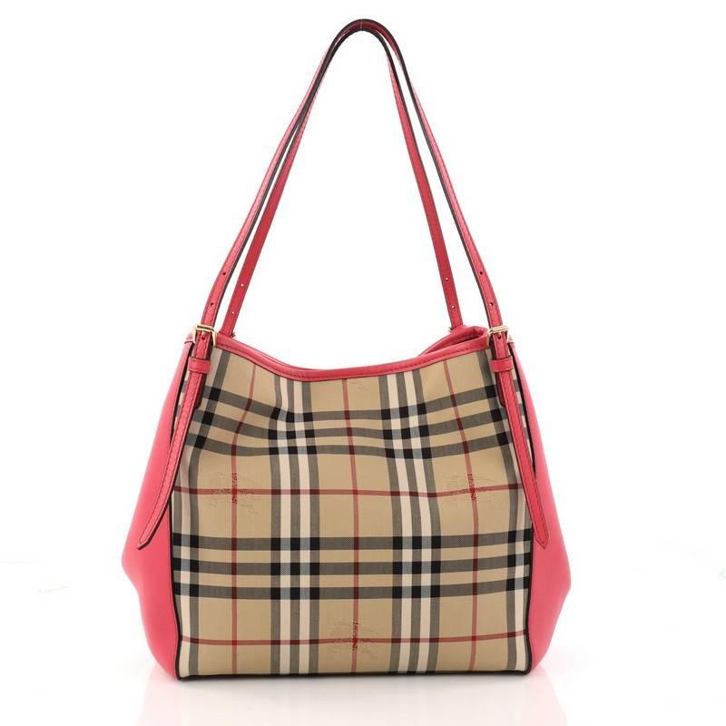 Burberry Canterbury Tote Horseferry Check Canvas and Leather Small In Good Condition In NY, NY