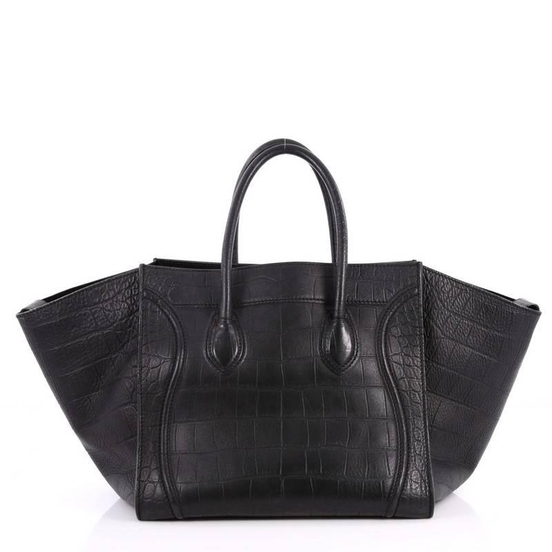 Celine Phantom Handbag Crocodile Embossed Leather Medium In Good Condition In NY, NY