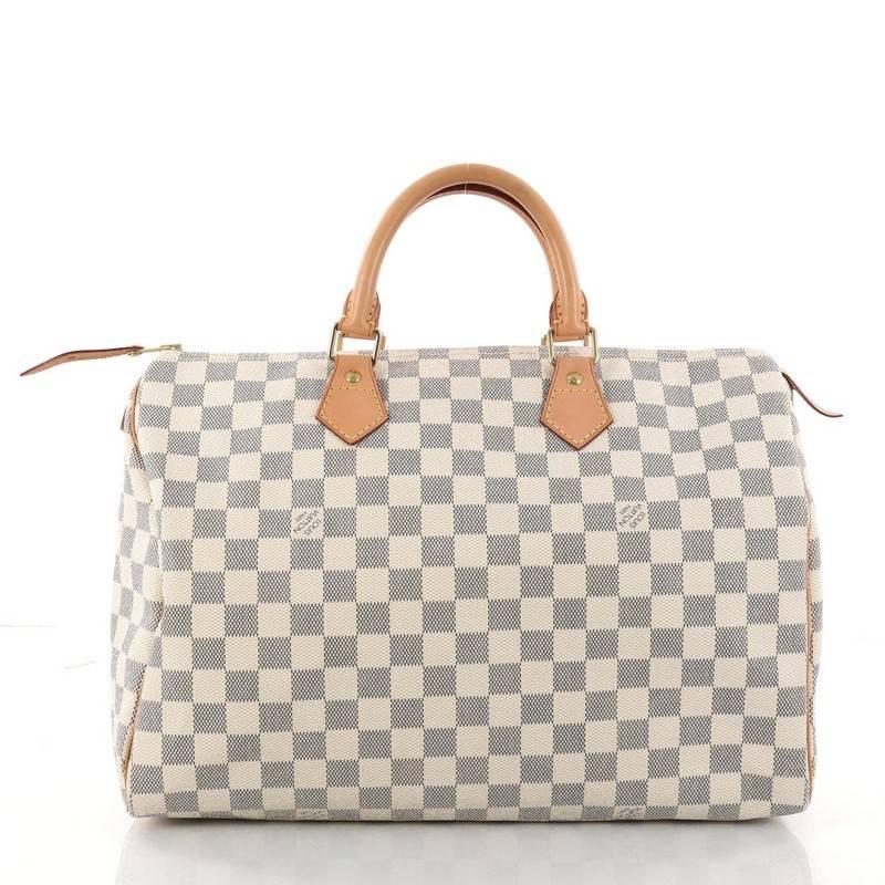 Beige Louis Vuitton Speedy Handbag Damier 35