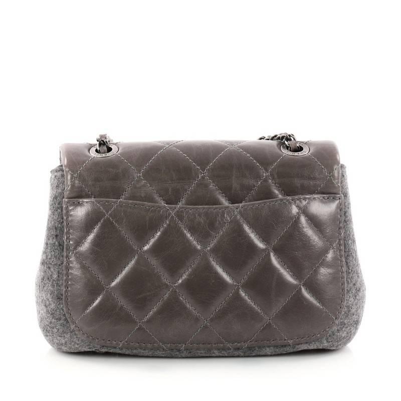 Gray Chanel Paris-Salzburg Flap Bag Felt and Quilted Calfskin Mini