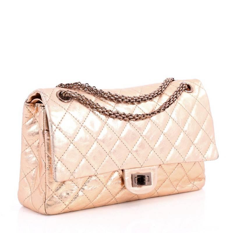 Beige Chanel Reissue 2.55 Handbag Quilted Metallic Aged Calfskin 226