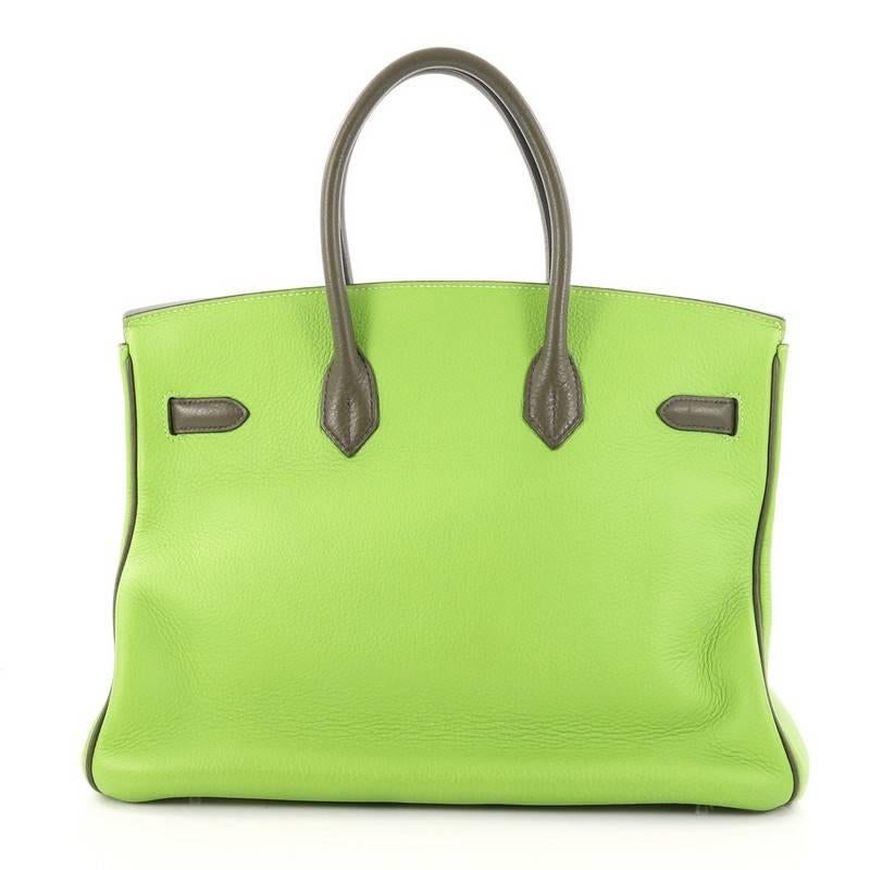 Hermes Birkin Handbag Bicolor Clemence with Palladium Hardware 35 In Good Condition In NY, NY