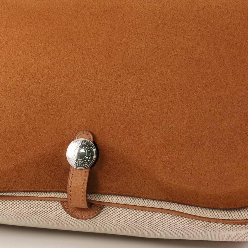 Orange Hermes Colorado Handbag Leather and Toile MM