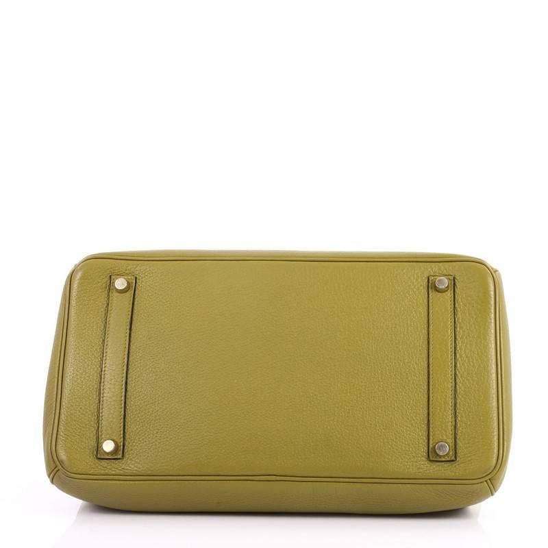 Hermes Vert Chartreuse Green Clemence with Gold Hardware 35 Birkin Handbag In Good Condition In NY, NY