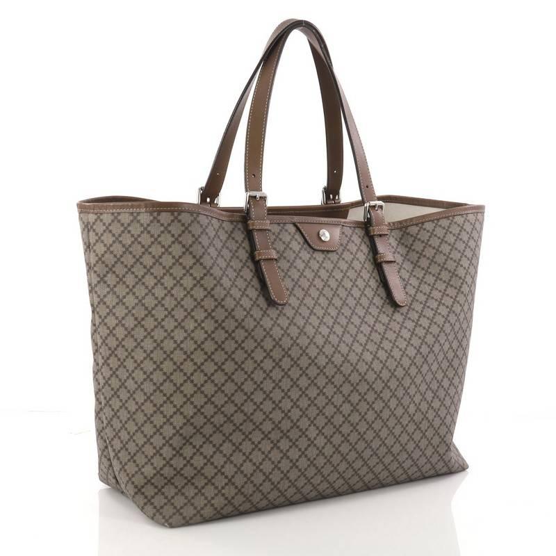 Gray Gucci Belted Tote Diamante Coated Canvas Large