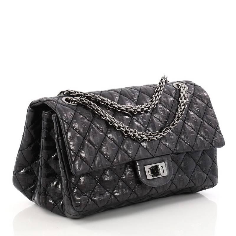 Black Chanel Accordion Reissue Shoulder Bag Quilted Aged Calfskin Medium